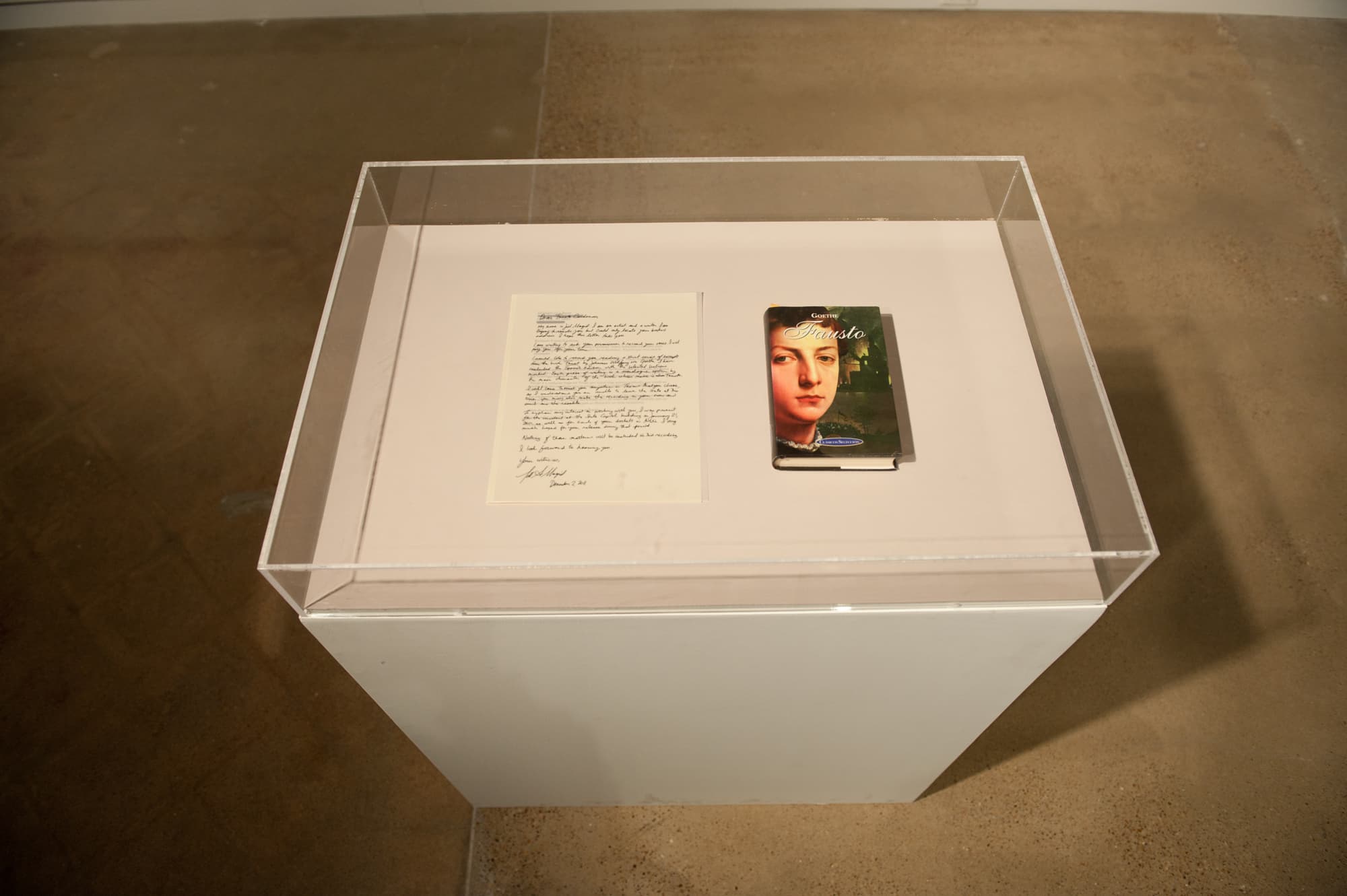 Letter to Fausto, Facsimile of letter and Spanish translation, Copy of Goethe's Fausto, 2011